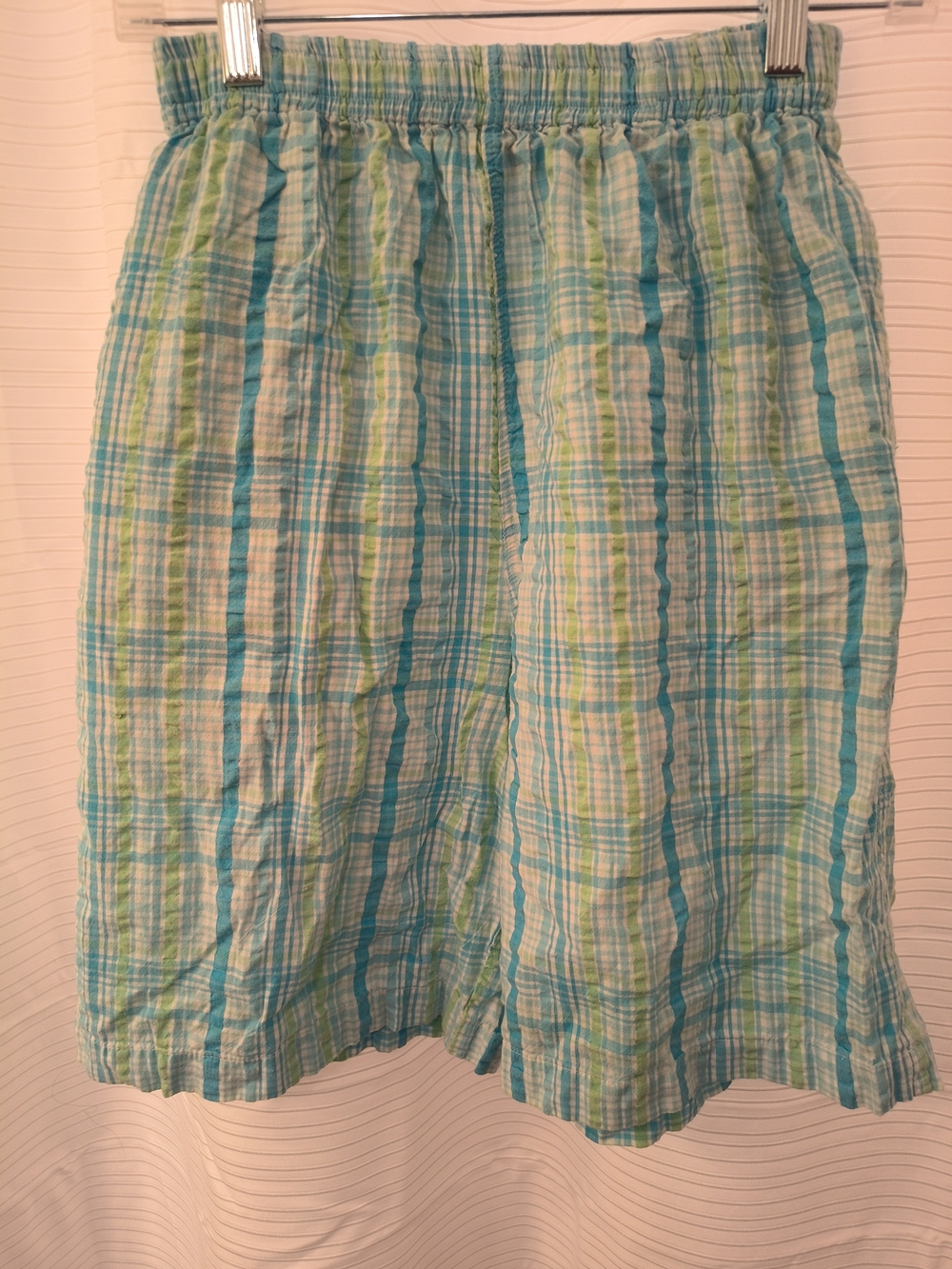 Women’s Lightweight Athletic Shorts in Aqua Plaid